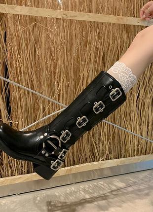 Туфли в стиле лолита мери джейн школьные лоферы винтаж готические сапожки сапоги чёрные