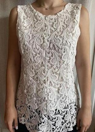 Школьная форма для девочки.  белая кружевная блуза, блузка молочного цвета. кружево