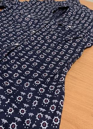 Рубашка сорочка темно-синя у принт якорів коттон бавовна, індія, s/xs/4 (3110)5 фото