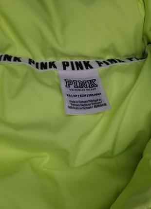 Куртка пуфер victoria's secret pink puffer winter jacket neon lime pink logo xs nwt7 фото