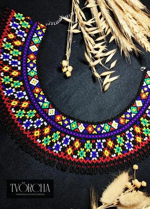 Яркое ожерелье "силянка" в гуцульском стиле. ожерелье в украинском стиле