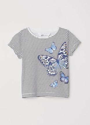Красивая  футболка с бабочкой 2-4 года h&m