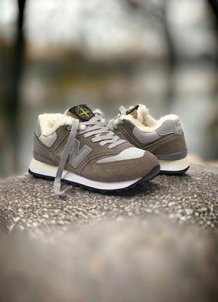 Замшеві зимові водостійкі кросівки new balance 574 stone island.  уніссекс