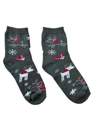 Зимние махровые женские носки с оленем3 фото