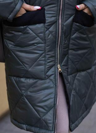 Женское зимнее пальто плащевка синтепон 250 + рибана размеры батал10 фото