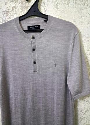 Allsaints,оригинал,человечья футболка,поло,размер m-l (100% merino wool)