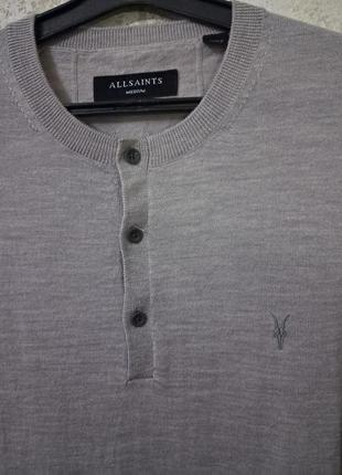 Allsaints,оригинал,человечья футболка,поло,размер m-l (100% merino wool)3 фото