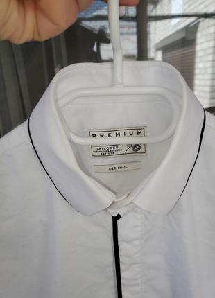 Белая рубашка с черными вставками jack jones premium tailored fit3 фото