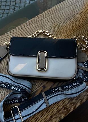 Жіноча сумка чорно- біла marc jacobs the j marc shoulder bag black