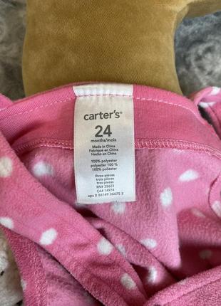 Теплый сарафан микрофлис платье розовое в горошек утепленное carter’s 18-24-36 2-3 86-92-98 фуксия картерс4 фото