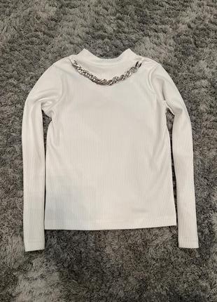 Кофта блуза белая в рубчик