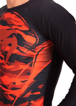 Комплект компрессионный мужской лонгслив и шорты camo hero 💣m-xl черный-красный8 фото