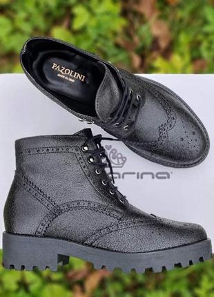 Кожаные женские демисезонные / осенние / весенние ботинки на шнурках carlo pazolini 37-38 40-40,5 размер1 фото