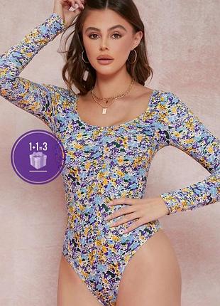 Боди в цветочный принт shein xl