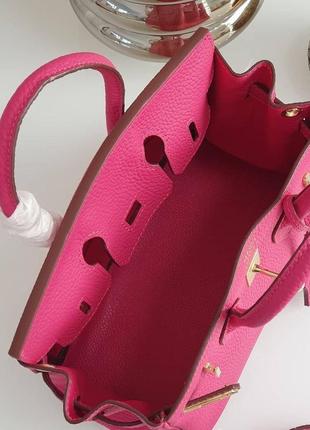 Малиновая кожаная брендовая сумка шоппер, сумка с ключиком4 фото