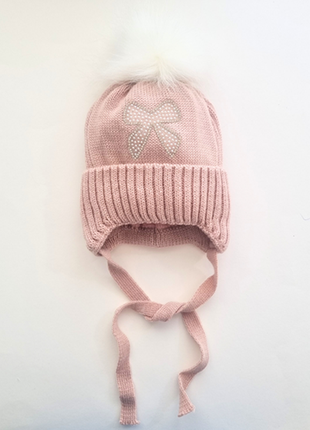 Зимняя теплая шапка для девочки 1 - 2 года