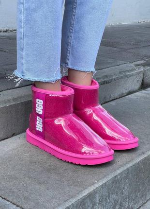 Женские угги ugg classic clear mini pink6 фото