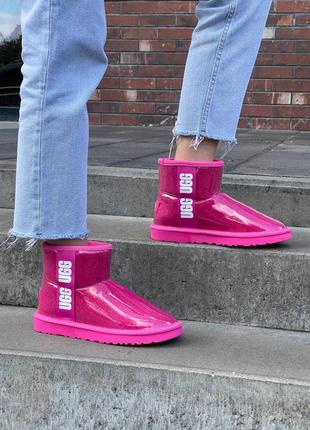 Женские угги ugg classic clear mini pink10 фото