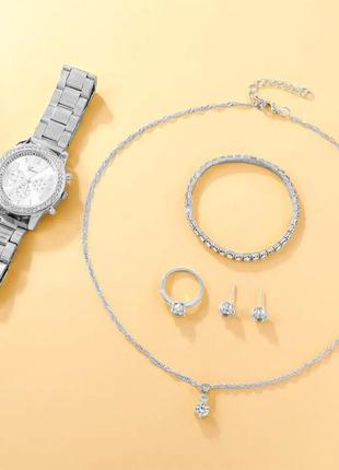 Элегантный набор часов браслет кольцо серьги колье2 фото