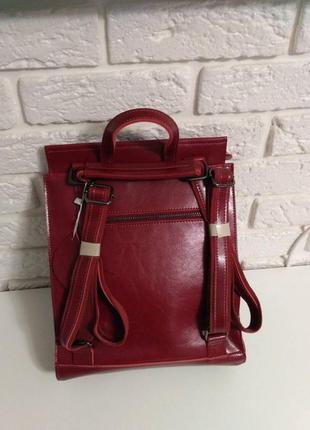 Гарний бордовий рюкзак з натуральної шкіри4 фото