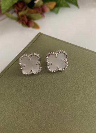 Серьги  стиль ванклиф vancleef, покрытие золотом au 750 ­