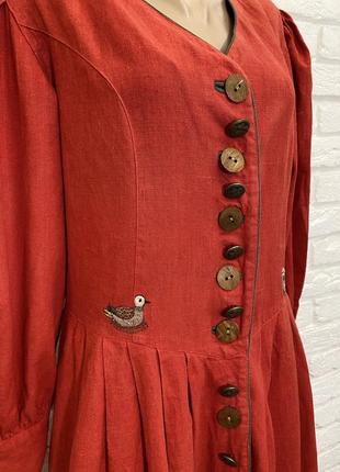 Вінтажне, баварське, плаття, сукня, з пишними рукавами, у сільському стилі, з вишивкою, у стилі laura ashley, коралове, червоне, вінтаж, ретро,7 фото