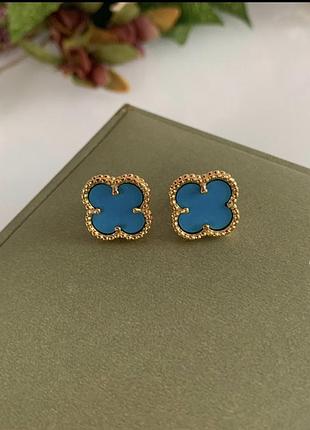 Серьги  стиль ванклиф vancleef, покрытие золотом au 750 ­