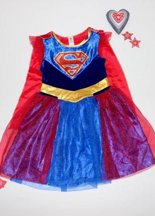 Карнавальное платье, платье с накидкой supergirl tu 5-6 лет2 фото