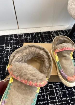 Угги кроссовки mou eskimo mini с радужной лентой😍7 фото