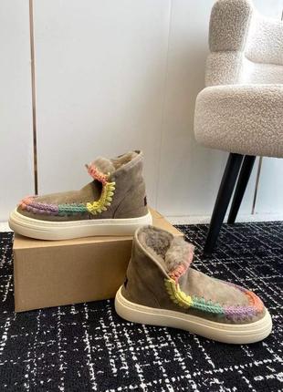 Угги кроссовки mou eskimo mini с радужной лентой😍4 фото