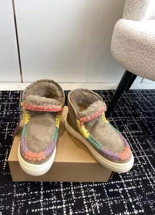 Угги кроссовки mou eskimo mini с радужной лентой😍3 фото