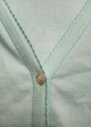 Качественный хлопковый кардиган для дома или верх для пижамы бледно мятного цвета2 фото