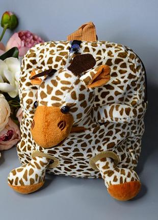 Рюкзак с игрушкой - зебра леопард собачка жираф1 фото