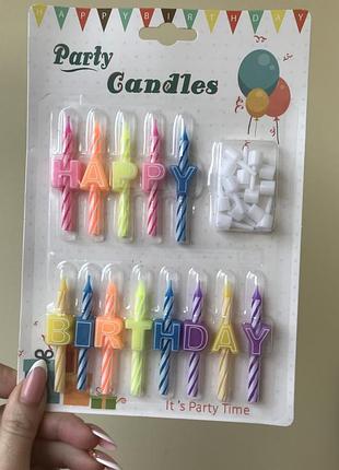 Свічки різнокольорові happy birthday