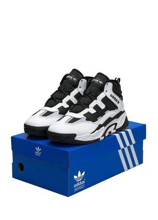 Зимние мужские кроссовки adidas originals niteball white black fur #adas