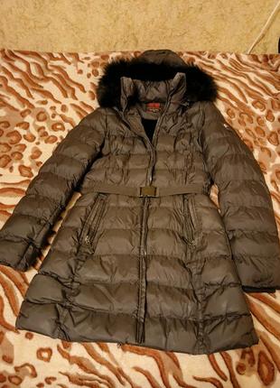 Куртка зимова чорна р.м з натуральним хутром1 фото