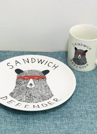 Керамическая чашка с принтом "защитник сэндвичей" 350