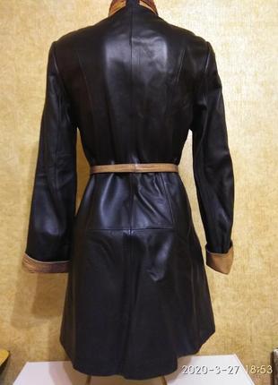 Шкіряний плащ, тренч з 100% натуральної шкіри, м'яка теляча шкіра, гарний тренч плащ на осінь 3