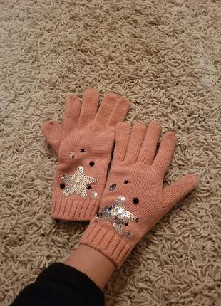 Пудровые перчатки, варежки, перчатки с пайетками