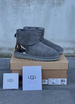 Женские угги ugg grey metallic suede