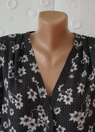 Блуза рубашка в цветочный принт чёрная george размер 122 фото