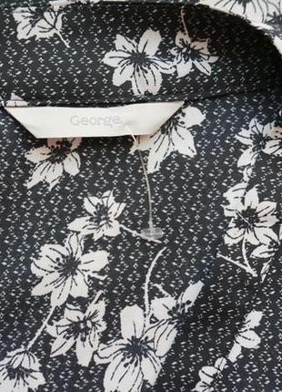 Блуза рубашка в цветочный принт чёрная george размер 125 фото