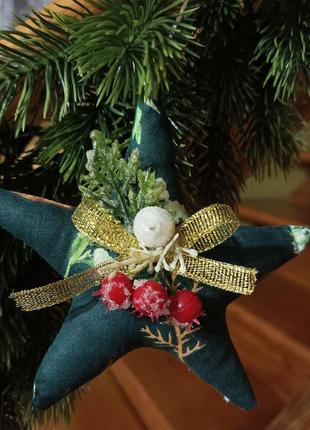 Новорічний декор, зірка текстильна, новорічна іграшка3 фото