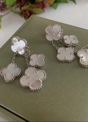 Серьги  стиль ванклиф vancleef, покрытие золотом au 750 ­