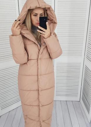 42-60р зимове пальто плащівка жіноче довге тепле з капішоном