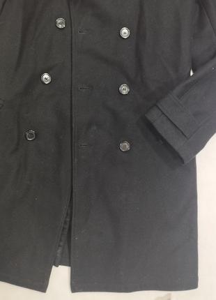Черное двубортное пальто hugo boss шерсть7 фото