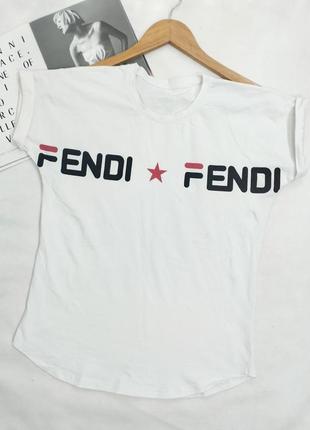 Футболка fendi белая котон лого1 фото