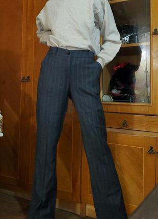 Шерстяные прямые брюки  в полоску со стрелками dolce&gabbana, шерсть2 фото