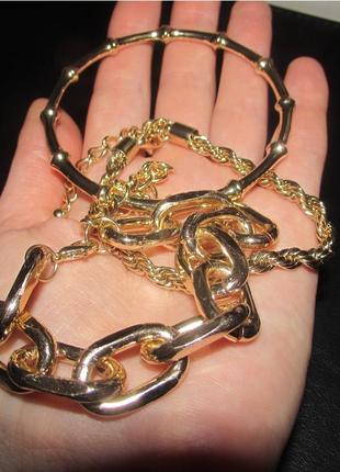 Модный золотистый набор браслетов цепи и кольцо-скоба, 53235 фото