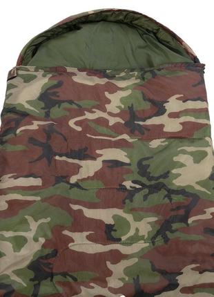 Спальный мешок одеяло с капюшоном sp-sport  камуфляж woodland3 фото